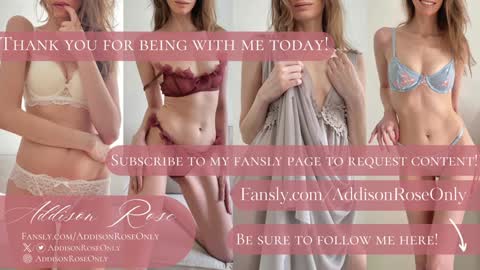 Addison Rose  I am currently away for the holiday weekend. Streams start again on 1242024. Enjoy the holiday online show from 01/31/25, 06:02