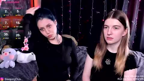 Snapshot of sleepingduo chatting on 10/20/25, 10:16 Hi We are Iva and Angela Nice to meet u 3 online show from 10/20/25, 10:16
